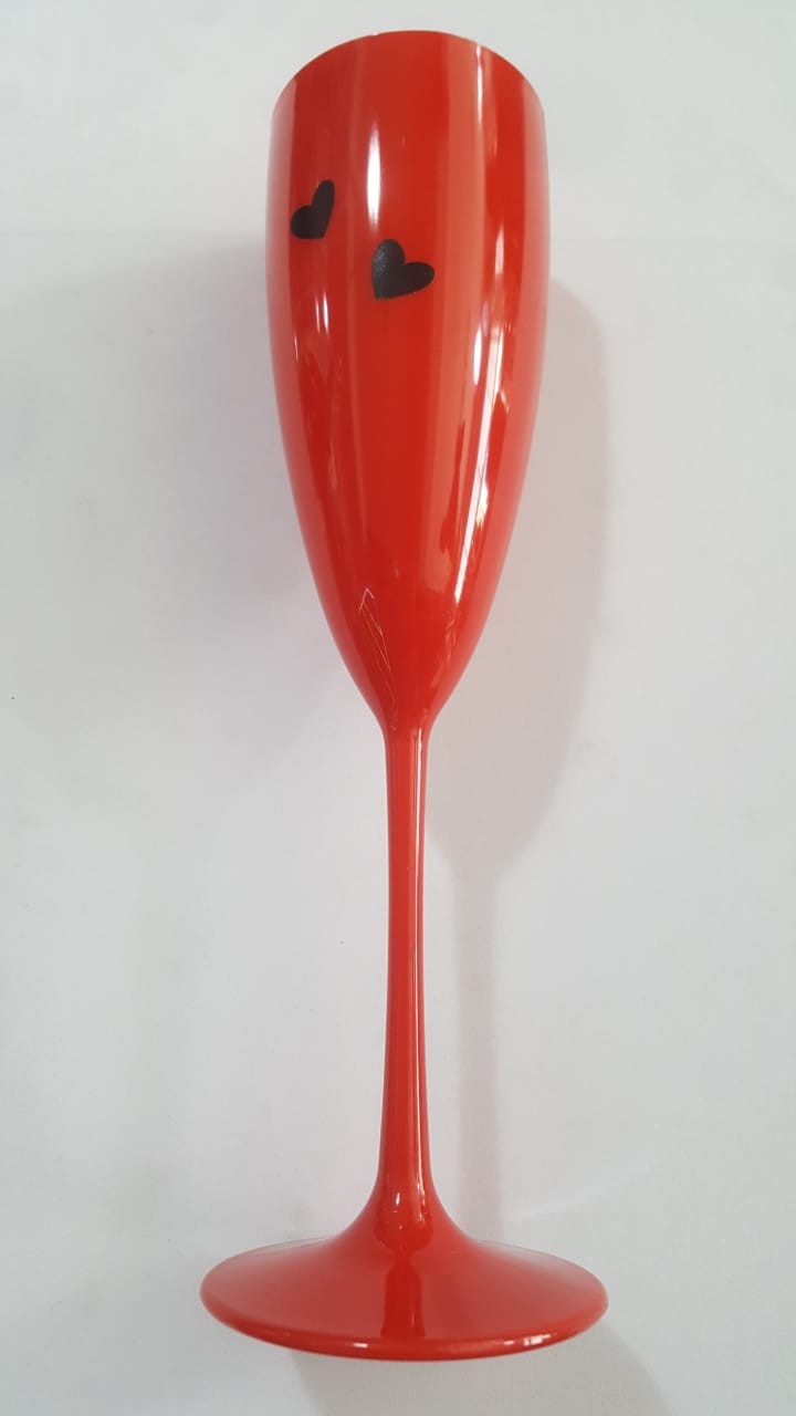 Taa em acrlico Vermelho para Champagne com coraes